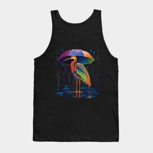 Heron Rainy Day With Umbrella Tank Top